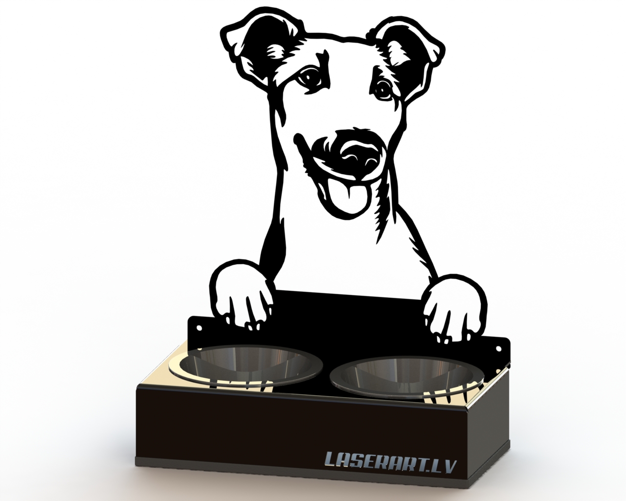 2-Bowl Dog Feeder, Fox Terriers (Smooth) Dog breed, Raised Feeding Station