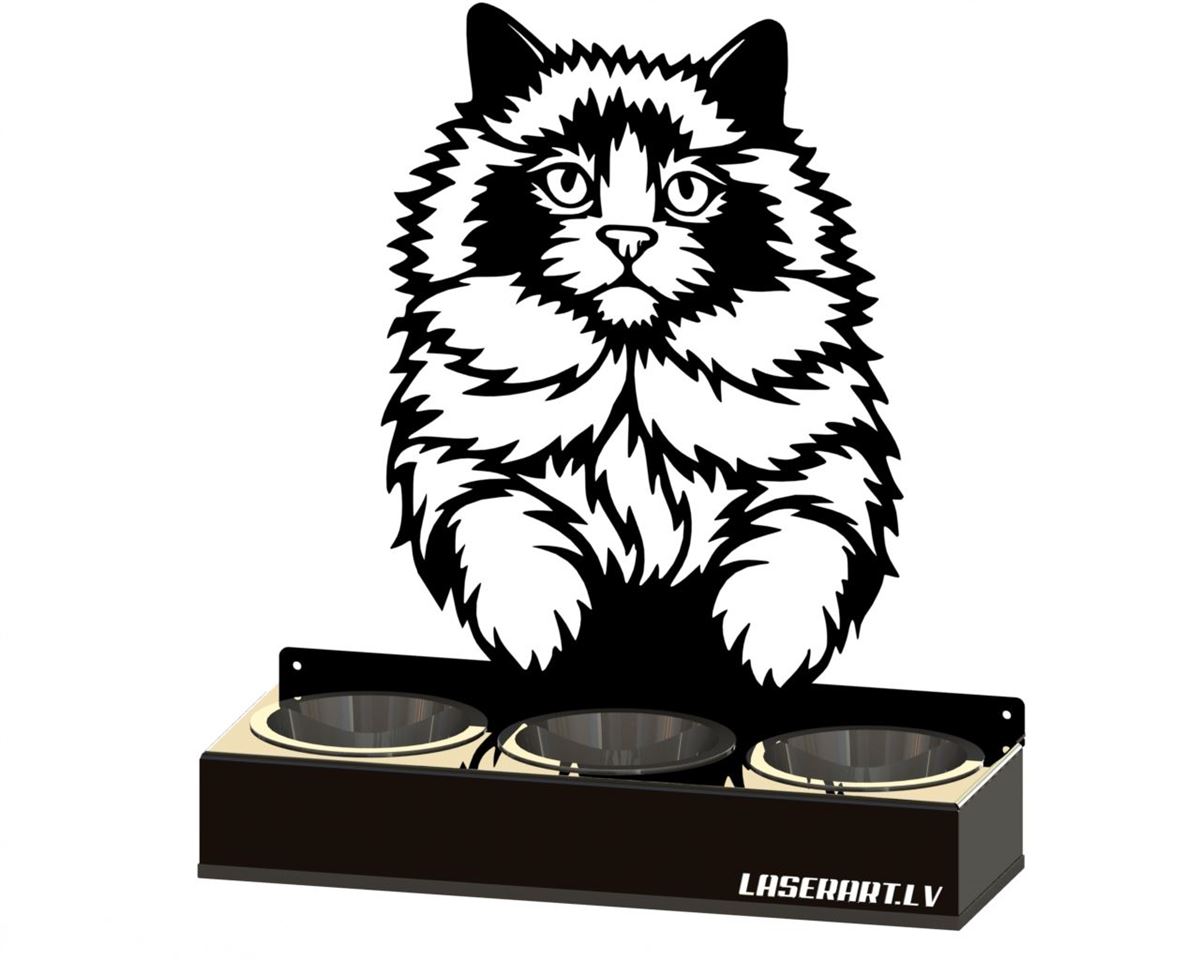 3-Bowl Cat Feeder, Ragdoll Cat breed, Raised Feeding Station