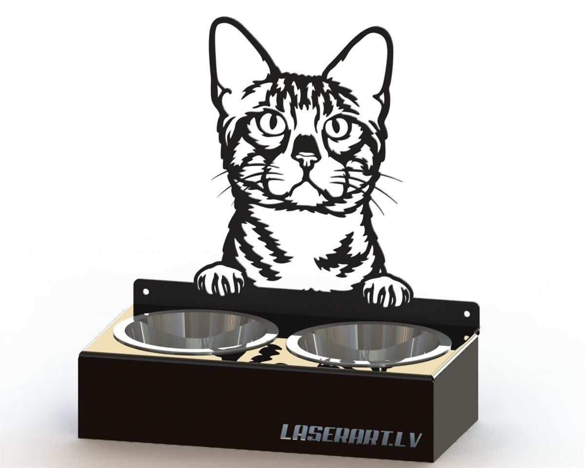 2-Bowl Cat Feeder, Bengal Cat breed, Raised Feeding Station