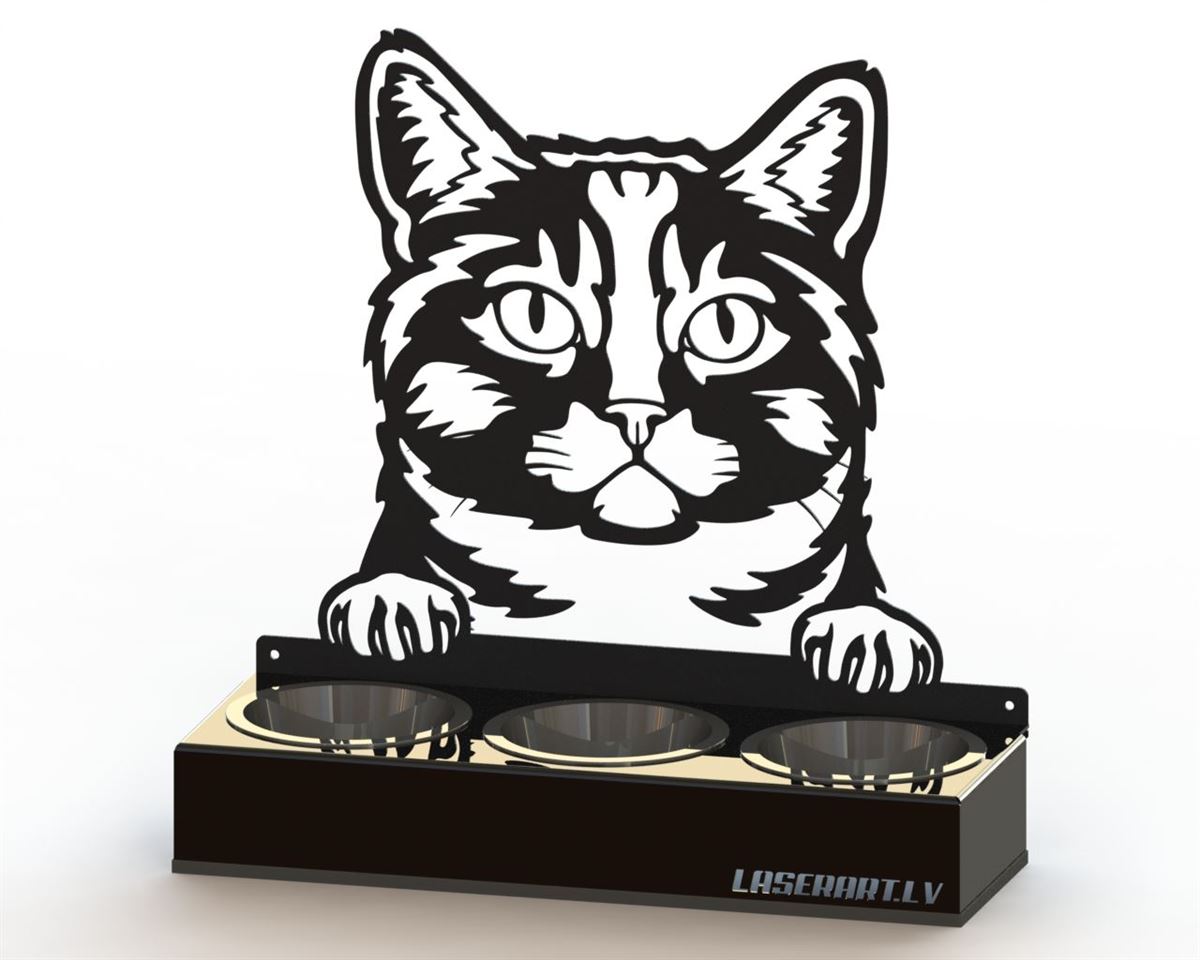 Mangeoire pour chat à 3 bols, Munchkin Cat breed, Raised Feeding Station