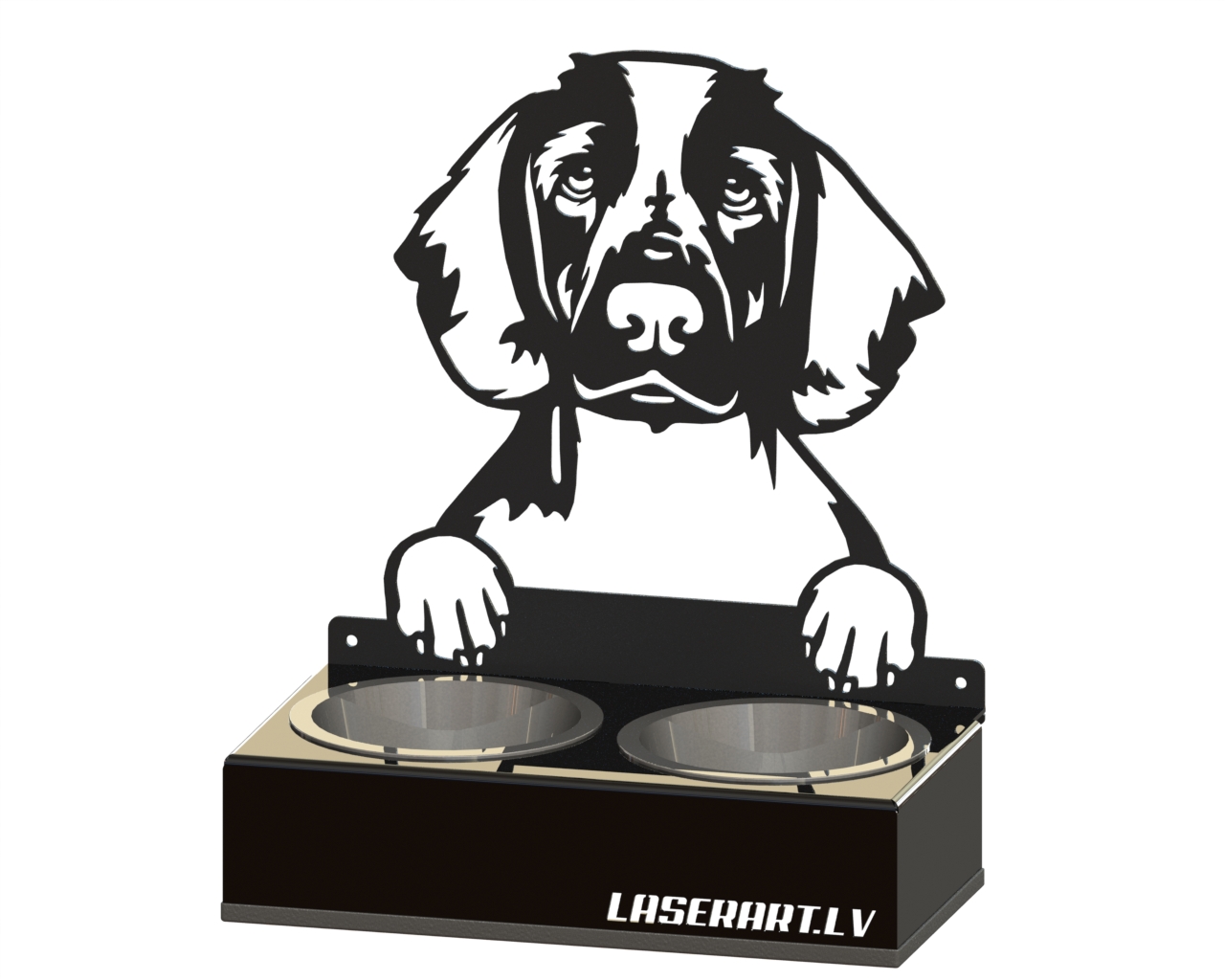 2-Bowl Dog Feeder, Spaniels (Welsh Springer) Dog breed, Raised Feeding Station