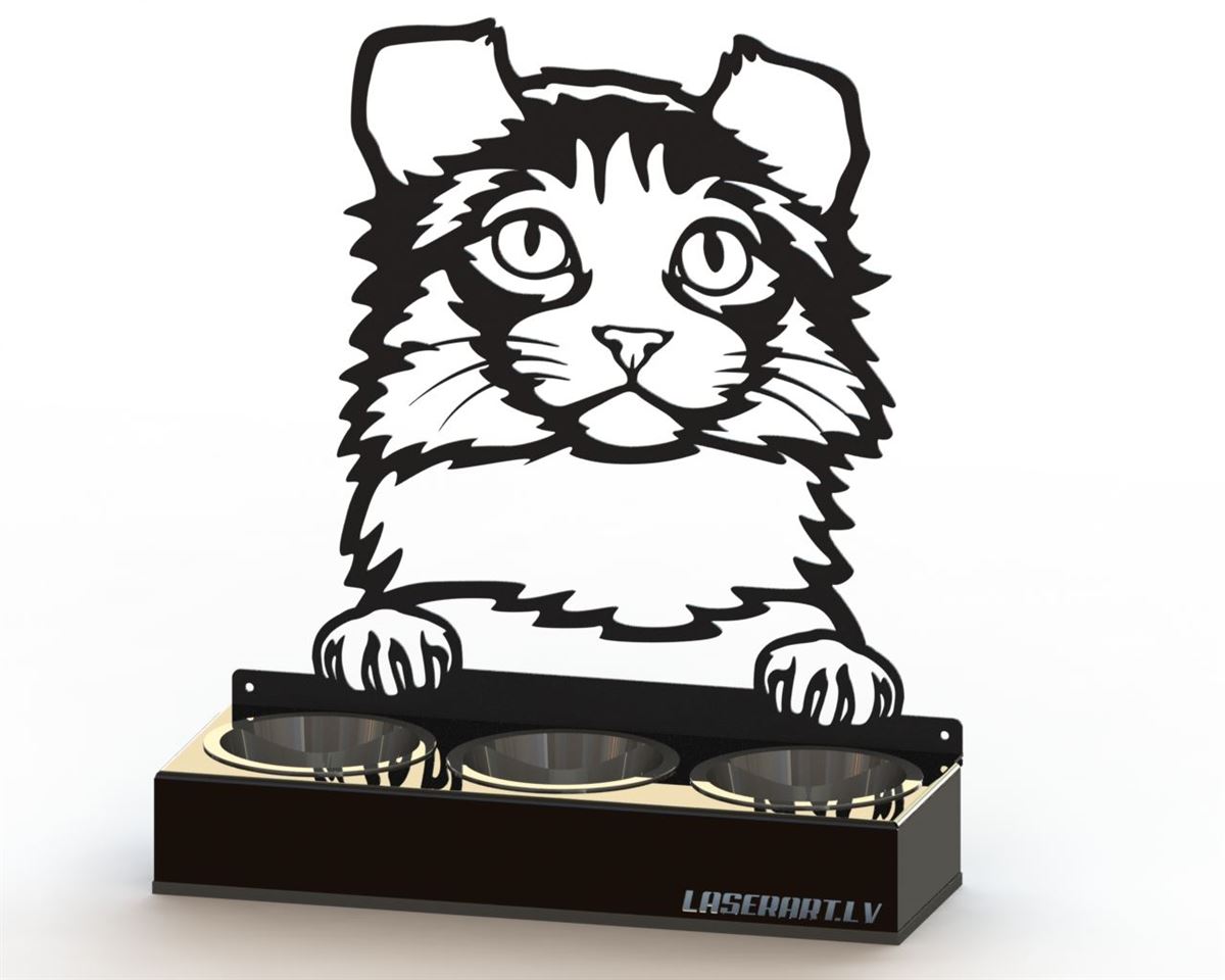 Mangeoire pour chat à 3 bols, Kinkalow Cat breed, Raised Feeding Station