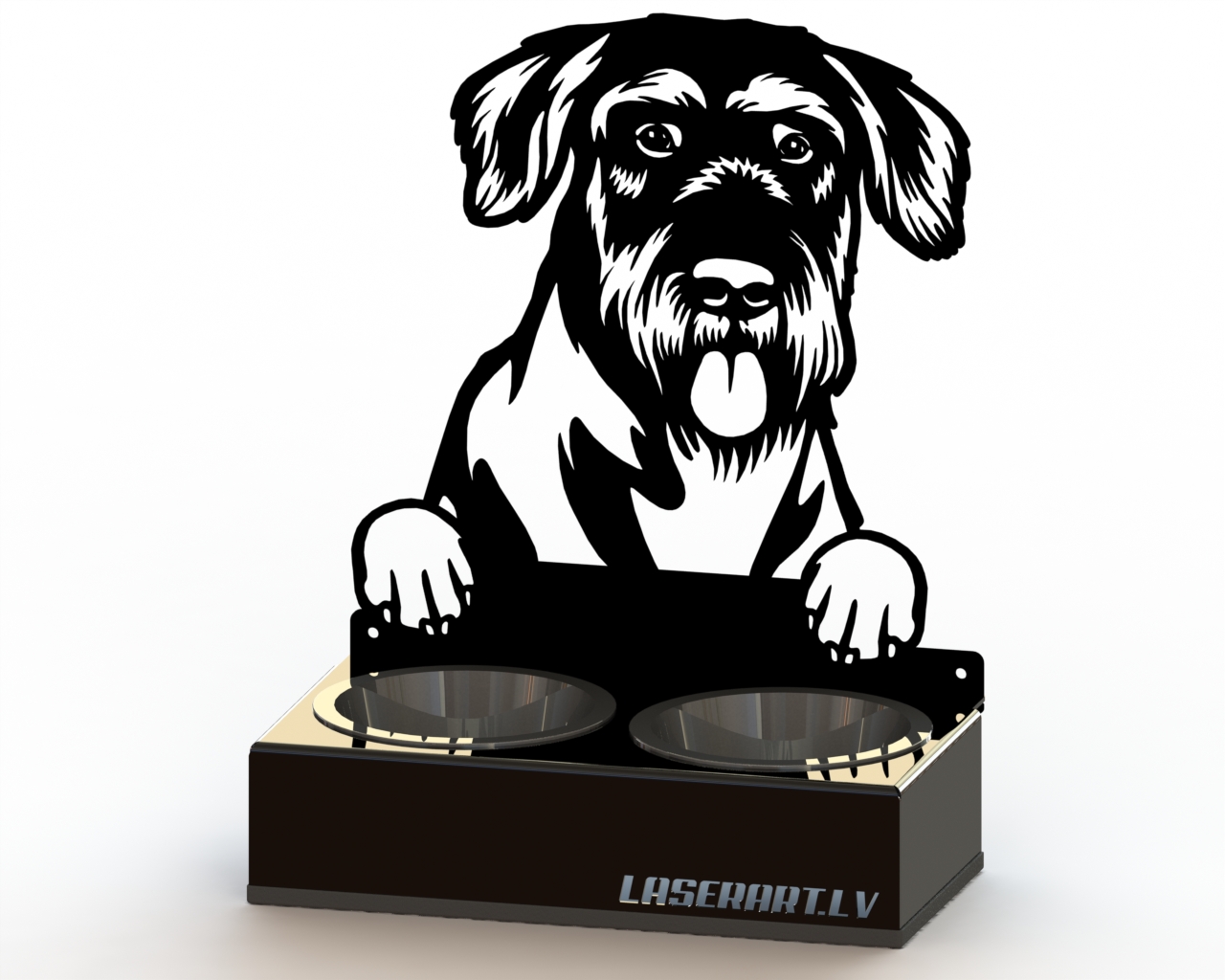 2-Bowl Dog Feeder, Giant Schnauzers Dog breed, Raised Feeding Station