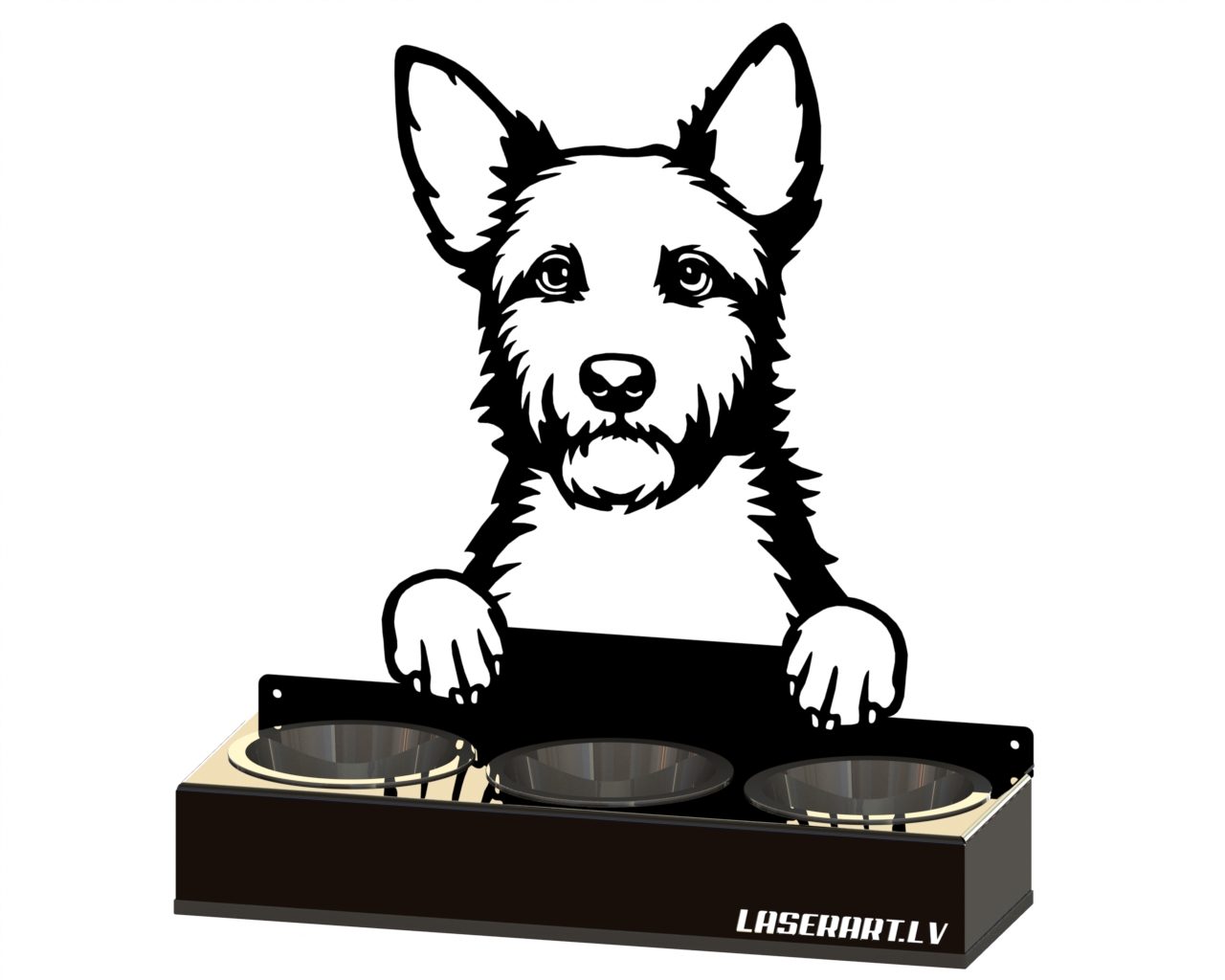 3-Bowl Dog Feeder, Australian Terriers Dog breed, Raised Feeding Station