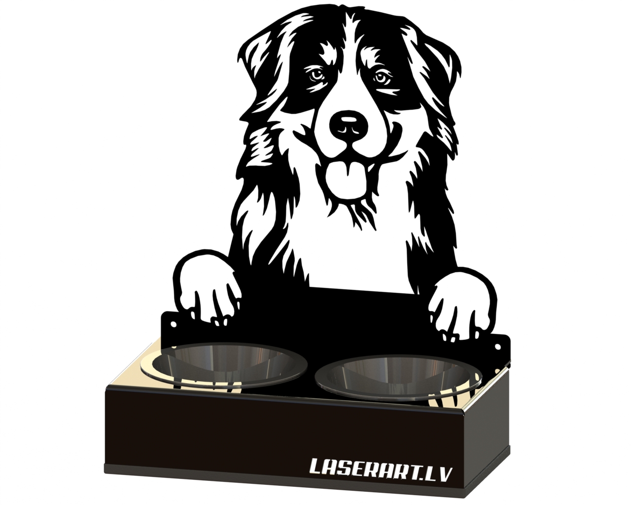 2-Bowl Dog Feeder, Bernese Mountain Dog breed, Raised Feeding Station