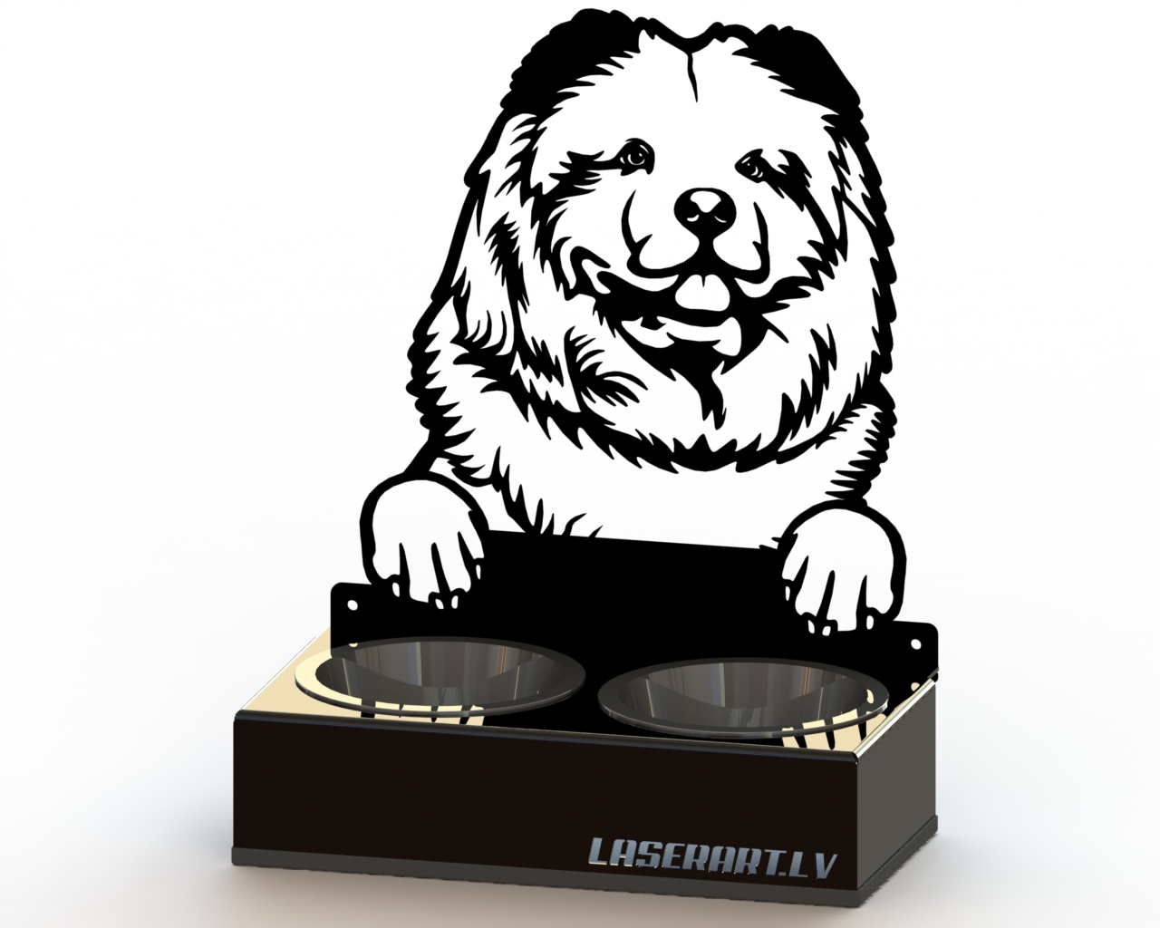 2-Bowl Dog Feeder, Chow Chows Dog breed, Raised Feeding Station