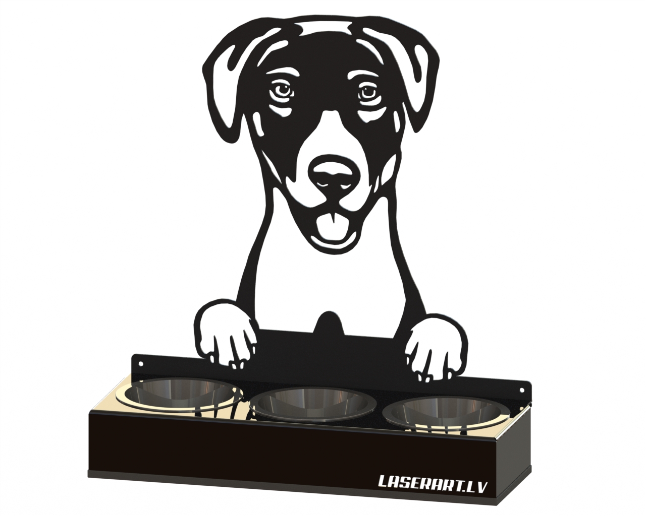 3-Bowl Dog Feeder, Blue Lacy Dog breed, Raised Feeding Station