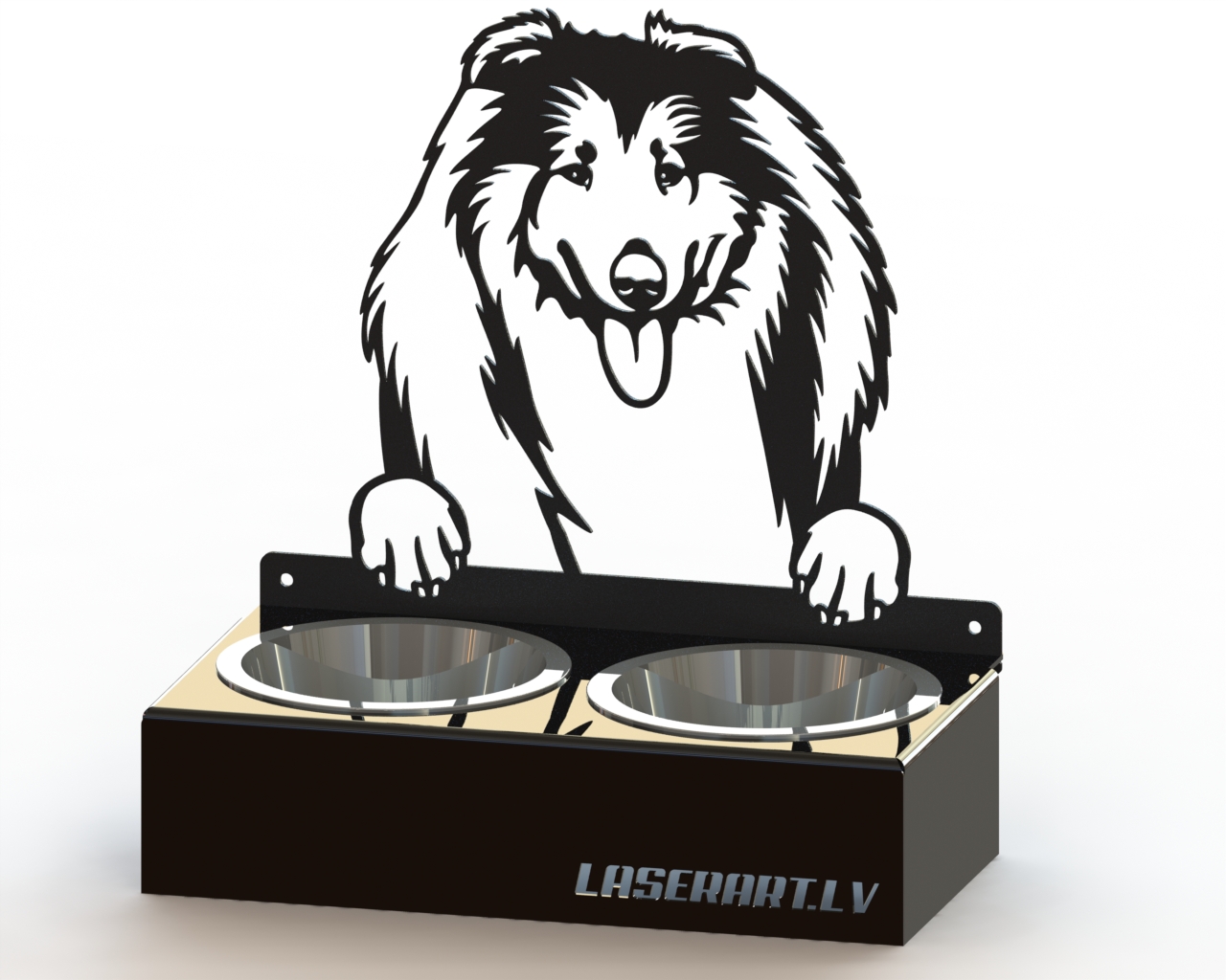 2-Bowl Dog Feeder, Collies Dog breed, Raised Feeding Station