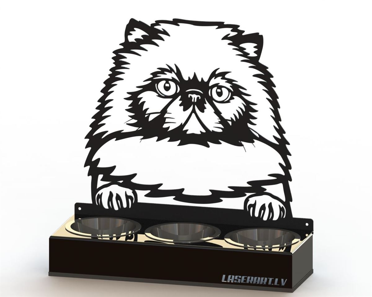 Mangeoire pour chat à 3 bols, Himalayan Cat breed, Raised Feeding Station