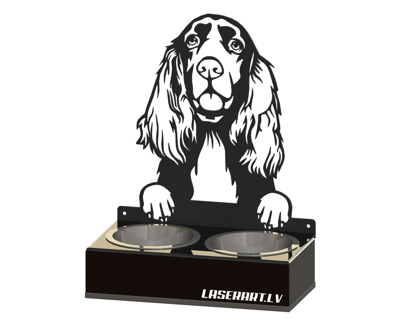 2-Bowl Dog Feeder, Spaniels (Field) Dog breed, Raised Feeding Station